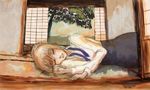  artoria_pendragon_(all) blonde_hair closed_eyes fate/stay_night fate_(series) koromoya_kai long_sleeves saber short_hair sleeping solo 