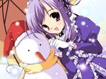  aria_(sister_princess) artist_request long_sleeves sister_princess snow snowing snowman solo umbrella 