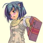  animal_ears cat_ears copyright_request gift holding holding_gift long_sleeves lowres musumi_renga scarf solo 