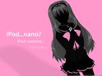  artist_request digital_media_player highres ipod ipod_ad kusugawa_sasara long_hair monochrome pink pink_background product_placement school_uniform silhouette solo to_heart_2 