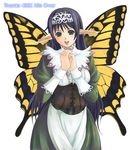  butterfly_wings copyright_request corset fairy genshi headdress hits long_sleeves pointy_ears solo wings yellow_wings 
