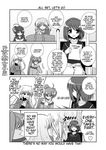  braid comic doujinshi fan greyscale hair_ornament hard_translated harisen long_sleeves lyrical_nanoha mahou_shoujo_lyrical_nanoha mahou_shoujo_lyrical_nanoha_a's mikage_takashi monochrome multiple_girls ponytail reinforce shamal signum translated twin_braids vita wheelchair x_hair_ornament yagami_hayate 