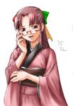  95-tan artist_request exif_thumbnail_surprise glasses half_updo japanese_clothes long_sleeves os-tan solo 
