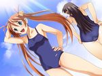  bakuhatsu_bros. bell hair_bell hair_ornament kagurazaka_asuna konoe_konoka mahou_sensei_negima! multiple_girls one-piece_swimsuit school_swimsuit swimsuit 