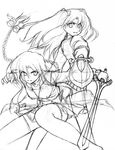  archerko fate/stay_night fate_(series) greyscale himura_kiseki monochrome multiple_girls sword toosaka_rin weapon 
