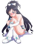  artist_request black_hair boots cure_white futari_wa_precure gloves half_updo knee_boots long_hair nude precure shadow solo white_background white_footwear yukishiro_honoka 