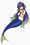  artist_request blue_hair bracelet green_eyes head_fins jewelry long_hair madou_monogatari mermaid monster_girl puyopuyo seriri_(puyopuyo) solo 