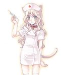  animal_ears cat_ears copyright_request nurse nyaou solo syringe 
