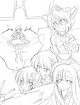  5girls 95-tan 98-tan artist_request glasses greyscale me-tan monochrome multiple_girls os-tan xp-tan 