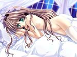  bed bow brown_hair curtains flat_chest game_cg hair_bow long_hair lying nemureru_mori_no_ohime-sama nipples nude on_side pillow pussy solo tinker_bell uncensored window 