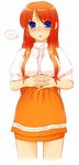  akatsuki_(akatsukishiki) anna_miller copyright_request glasses high-waist_skirt orange_skirt red_hair skirt solo waitress 
