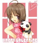  box copyright_request fang hand_puppet happy_valentine heart heart-shaped_box one_eye_closed panda puppet solo tsukamichi_fumi valentine 