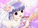  androgynous aojiru bridal_veil bride crossdressing dress flower game_cg hanamaru! kirishima_sumire open_mouth otoko_no_ko purple_hair veil wedding_dress 