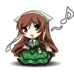  artist_request chibi eighth_note heterochromia long_hair long_sleeves musical_note rozen_maiden solo suiseiseki very_long_hair 
