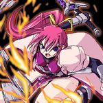  artist_request fire levantine lowres lyrical_nanoha magical_girl mahou_shoujo_lyrical_nanoha mahou_shoujo_lyrical_nanoha_a's pink_hair ponytail purple_eyes signum solo sword weapon whip whip_sword 