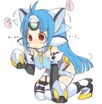  animal_ears blue_hair cat_ears elbow_gloves gloves kos-mos kos-mos_ver._4 long_hair raina red_eyes solo thighhighs translated xenosaga xenosaga_episode_iii 