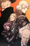  4boys aramaki_daisuke batou ghost_in_the_shell ghost_in_the_shell_stand_alone_complex gouda_kazundo gradient gradient_background gun kusanagi_motoko kuze_hideo multiple_boys open_mouth weapon 