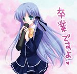  blue_hair katase_nano long_sleeves lowres original school_uniform solo 