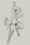  4_fingers ambiguous_gender anthro avian clothed clothing conditional_dnp eyebrows feather_hair feathers fist grey_background guide_lines hair laefa_padlo looking_aside pose qualzar scorchen short_hair shorts simple_background solo tail_feathers topless wide_hips 