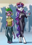  2018 alcohol anthro anthrofied beret beverage blush clothed clothing dragon duo equine female friendship_is_magic fully_clothed hat holivi horn male mammal my_little_pony rarity_(mlp) spike_(mlp) unicorn wine wine_glass 