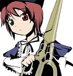  brown_hair hat heterochromia ixy long_sleeves looking_at_viewer rozen_maiden scissors short_hair solo souseiseki 