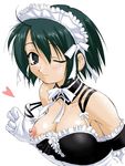  arm_garter black_eyes black_hair blush breasts elbow_gloves gloves heart kore_ga_watashi_no_goshujin-sama large_breasts maid nakabayashi_yoshitaka's_maid_uniform nipple_piercing nipple_rings nipple_slip nipples one_eye_closed piercing sawatari_izumi short_hair smile solo strap_slip tk_(takotsuboya) white_gloves 