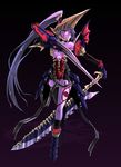  armor black_hair long_hair personification purple_skin red_eyes sakura_nitouhei shinrabanshou solo sword swordgil very_long_hair weapon 