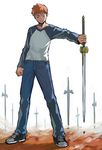  b_suke emiya_shirou fate/stay_night fate_(series) long_sleeves male_focus raglan_sleeves solo sword unlimited_blade_works weapon 