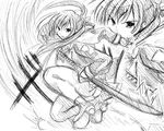  fujitsuki greyscale monochrome multiple_views original sketch sword weapon 