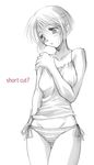  ayano_naoto camisole greyscale monochrome original panties side-tie_panties sketch solo standing striped striped_panties thigh_gap underwear 