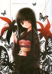  bangs black_hair black_kimono blunt_bangs enma_ai hime_cut japanese_clothes jigoku_shoujo kimono long_hair long_sleeves solo zinno 