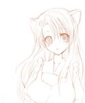  animal_ears apron brown cat_ears copyright_request haruno_ichigo long_hair monochrome sketch solo 