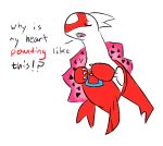  2013 claws colored_sketch dialogue english_text eyes_closed latias legendary_pok&eacute;mon nintendo open_mouth ozoneserpent pok&eacute;mon pok&eacute;mon_(species) reaction_image red_body simple_background text video_games white_background white_body white_claws wings 