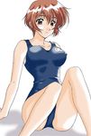  brown_hair lowres nanase_yuu one-piece_swimsuit polorinken school_swimsuit sentimental_graffiti short_hair solo swimsuit 