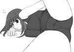  greyscale kurusugawa_serika lying monochrome one-piece_swimsuit school_swimsuit shichimenchou solo spread_legs swimsuit to_heart 