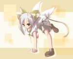  :3 animal_ears blush brown_eyes cat_ears cat_tail grey_hair original satomi solo tail 