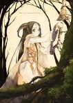  armor bare_tree fantasy horns long_hair long_sleeves nature original solo sumi_keiichi sword tree weapon 