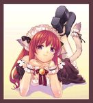  animal_ears cat_ears copyright_request hirano_katsuyuki lying maid on_stomach red_hair solo tail 