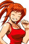  aoba_(smartbeat) armpits blush breasts closed_eyes large_breasts my-hime orange_hair ponytail red_hair red_tank_top smile solo sugiura_midori tank_top 