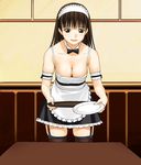  a1 arm_garter breasts cleavage collar copyright_request downblouse large_breasts maid plate solo thighhighs tray 
