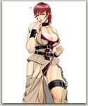  90s artist_request breasts chain fighting_stance gensou_suikoden gensou_suikoden_ii huge_breasts legs lowres muscle muscular_female oulan red_hair solo thigh_strap thighs 