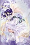  cape dress green_eyes highres maria_(words_worth) purple_hair rin-sin solo white_dress words_worth 