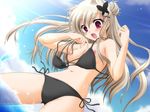  aozora_no_mieru_oka beach bikini blonde_hair breasts day game_cg hayami_iori izumi_tsubasu long_hair medium_breasts nipples outdoors side-tie_bikini solo swimsuit wardrobe_malfunction 