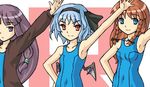  armpits artist_request bat_wings crossover hare_hare_yukai hong_meiling multiple_girls one-piece_swimsuit parody patchouli_knowledge remilia_scarlet school_swimsuit suzumiya_haruhi_no_yuuutsu swimsuit touhou wings 