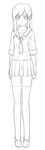  flat_chest greyscale long_legs monochrome original puyo school_uniform solo thighhighs 