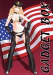  america american_flag aqua_eyes badge bikini black_bikini black_gloves blonde_hair boots breasts chaps collar dixie_clemets flag gloves hands_on_hips hat head_tilt high_heels large_breasts lipstick long_hair lowleg lowleg_bikini makeup micro_bikini peaked_cap police rumble_roses sgt._clemets shadow shoes shoumaru_(gadget_box) smile solo standing swimsuit underboob 