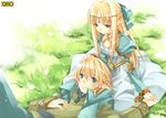  1girl blonde_hair blue_eyes elf kirino_kasumu lap_pillow long_hair long_sleeves omc original pointy_ears 