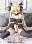  arm_support black_cat_(series) black_legwear blonde_hair eve_(black_cat) frills gothic kiyama_satoshi long_hair panties pantyshot pantyshot_(sitting) red_eyes sitting solo thighhighs underwear white_panties 