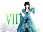  1girl black_eyes black_hair detached_sleeves dress female final_fantasy final_fantasy_viii formal jewelry kneehighs long_hair necklace rinoa_heartilly solo white_background zzwei 