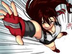  1girl breasts brown_eyes brown_hair cleavage female final_fantasy final_fantasy_vii fingerless_gloves gloves inudzuka inuzuka_koutarou long_hair miniskirt open_mouth skirt solo suspenders sweat tank_top tanktop tifa_lockhart 